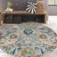 Tapis bleu, gris et orange 8 pi x 8 pi