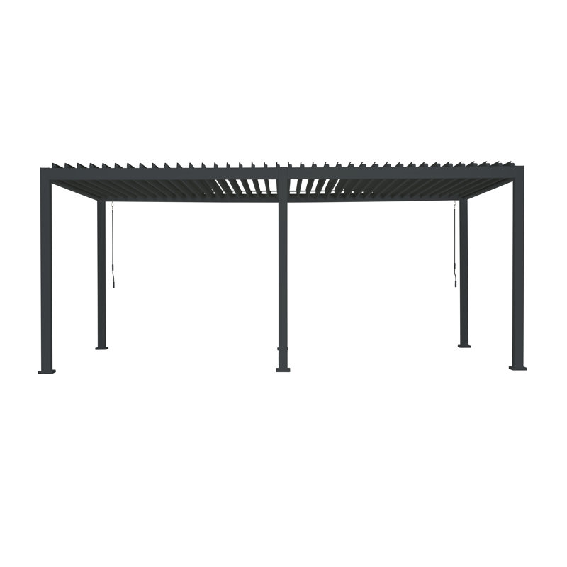 111S Aluminum Pergola with Steel Adjustable Louvered Roof, Charcoal, 10 ft W x 20 ft D