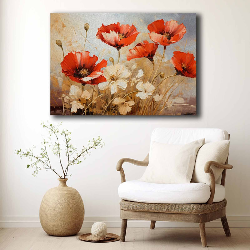 Art mural sur toile rouge et blanc