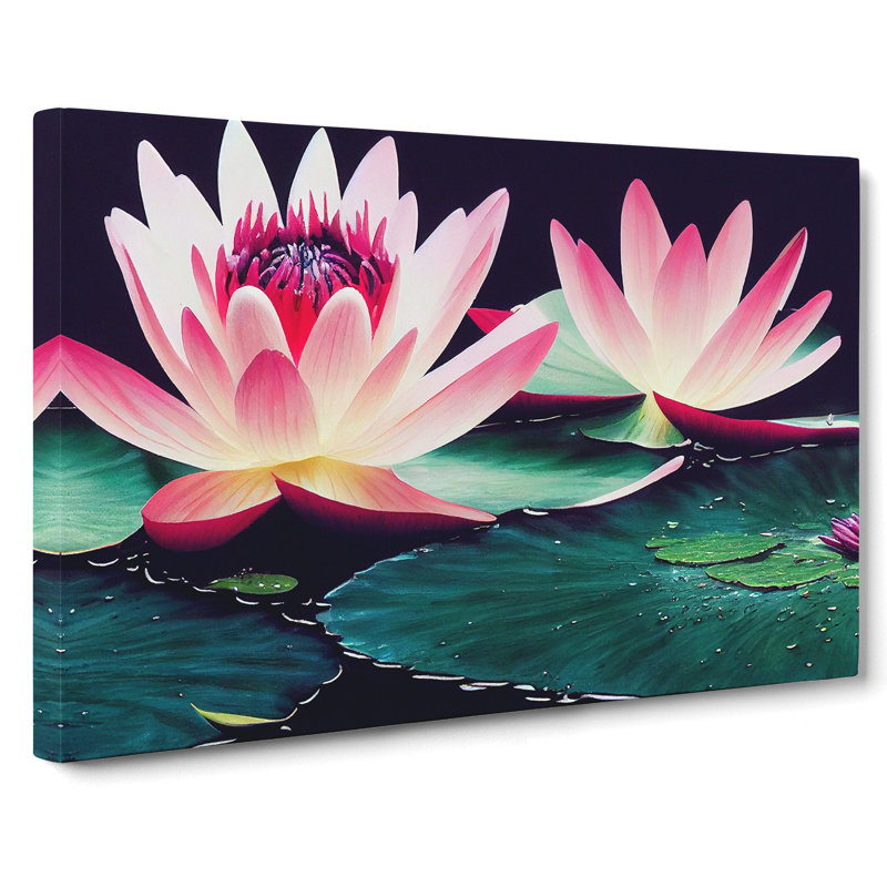 Grand Water Lily Flowers - Wrapped Canvas, 35cm H x 50cm W x 3cm D