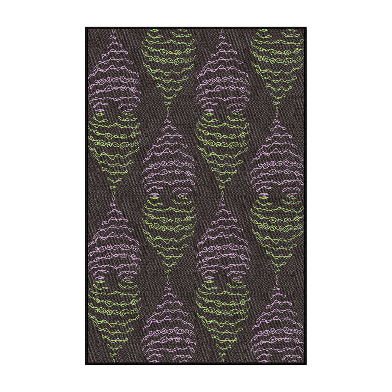 Tapis noir / vert / mauve Power Loom, Rectangle 5 pi x 7 pi