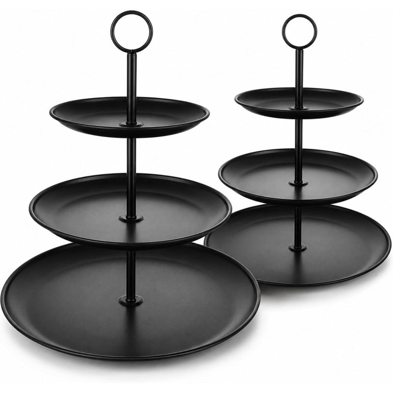 3 Tier Black Stainless Steel Cupcake Stand, Tiered Dessert Serving Tray for Wedding, Birthday, Tea Party, Holiday Dessert Table, Holds Cupcakes, Cookies, Macarons & Fruit