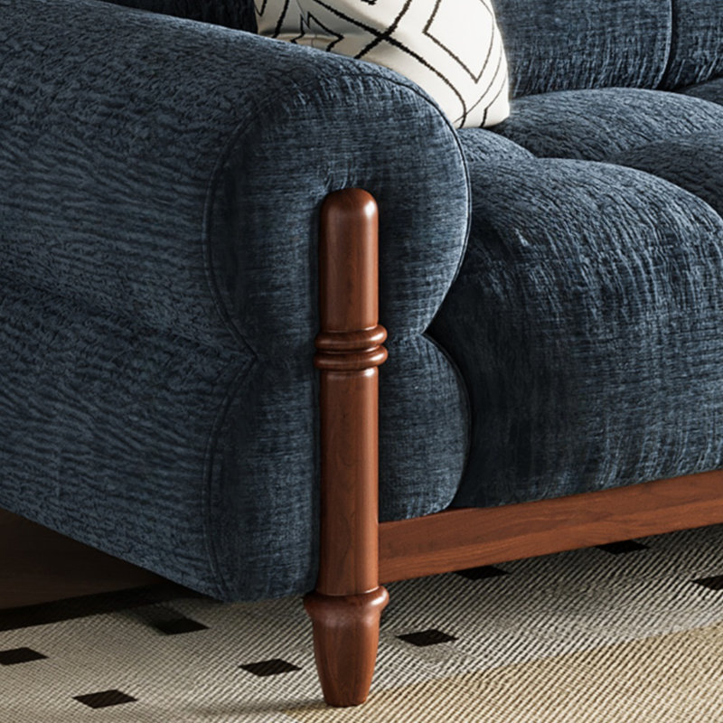 Retro Solid Wood Mid-Century Straight Sofa