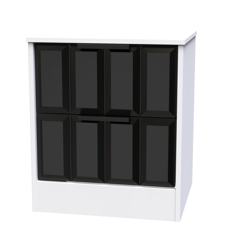 Doss 45cm W Manufactured Wood Bedside Table, Deep Black/White Matt