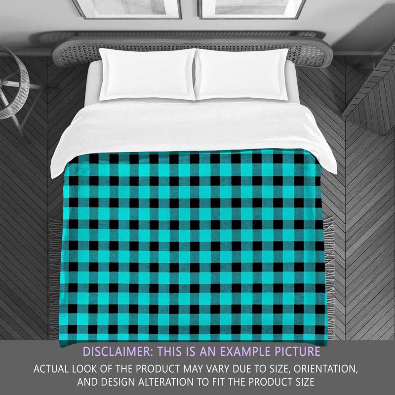 Gingham Comforter, King Comforter, Black/Turquoise