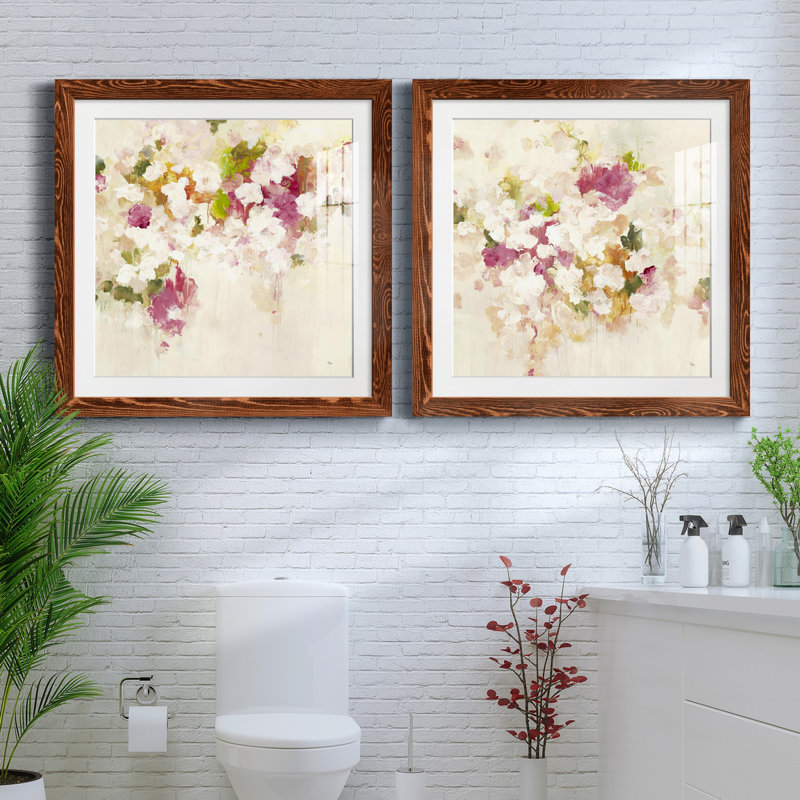 Floral Muse IV - ensemble de 2 reproductions d'art sur papier encadré, H 35,5 po x l 71 po x P 1,5 po, Érable encadré