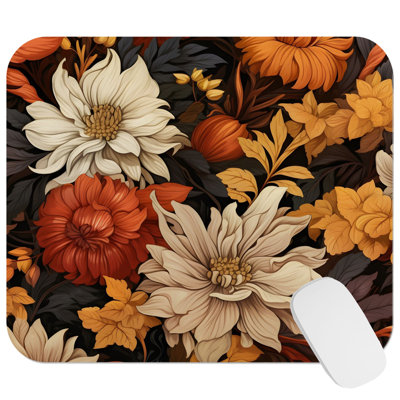 Holiday Fall Season Thanksgiving Flowers XVI Cottage Gaming Cute Office Laptop Desk Pad Gift Mat Square Rectangle Non-Slip Mousepad