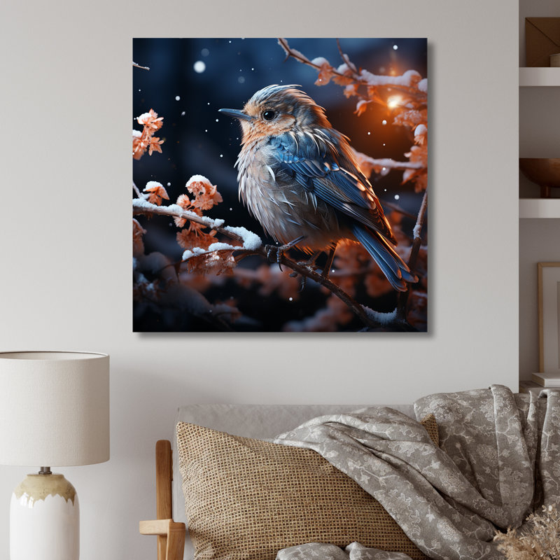 Winter Bird Serenity II - oiseau, art mural en métal, H 16 po x l 16 po x P 1 po