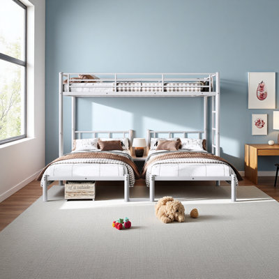 Twin Over Twin & Twin Bunk Beds For 3, Twin XL Over Twin & Twin Bunk Bed Metal Triple Bunk Bed