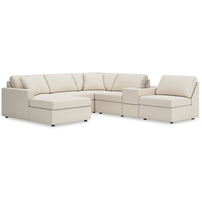 Canapé modulaire 6 pièces avec méridienne et console de rangement Chobanyan