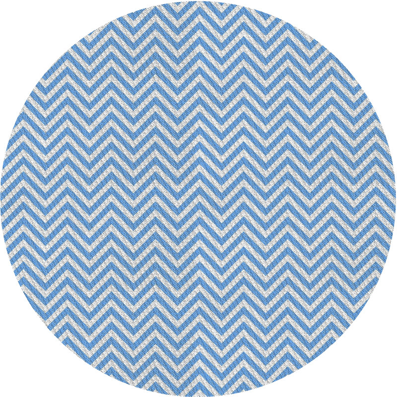 Tapis bleu tissé à la machine, Rond 6 pi