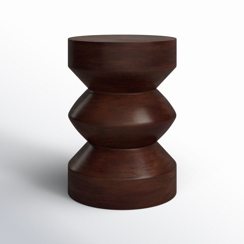 Walnut Brown Solid Mango Wood Round End Table