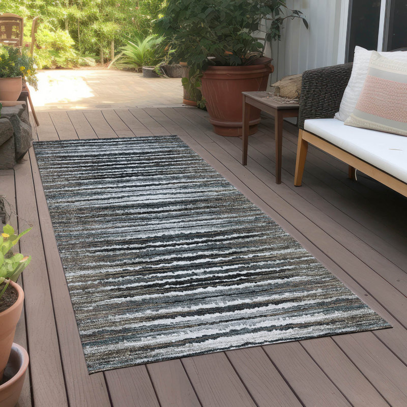 Alfonzo Washable Striped Indoor / Outdoor Rug, Runner 2'3" x 7'6"
