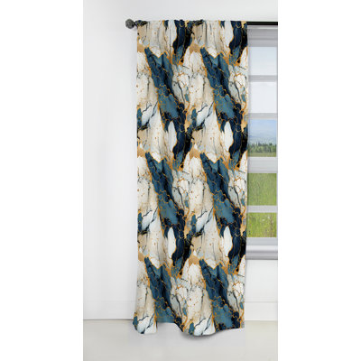 Gilded Gold And Teal Luxe Marble Opulence - Abstract Marble Marble Blackout Curtain - 1 Panels