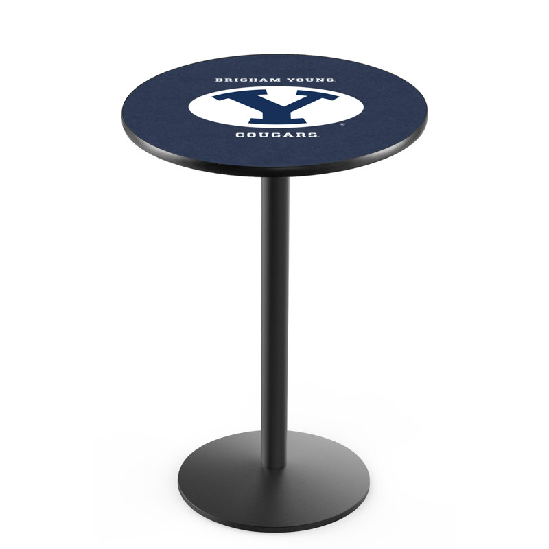 Round Metal Base Dining Table, Black Wrinkle, Brigham Young University