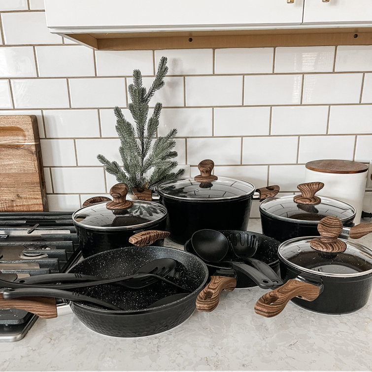 Kitchen Academy Nonstick Granite-Coated 12/15-piece Cookware Set