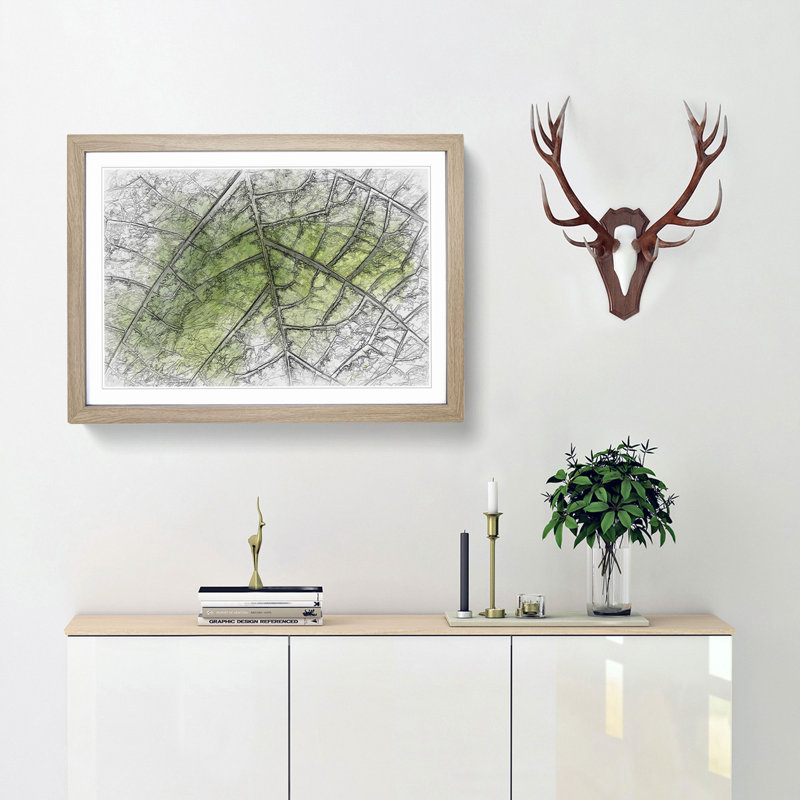 Leaf Roads in Abstract - Picture Frame Graphic Art Print, 27cm H x 36cm W x 2cm D, Oak Framed