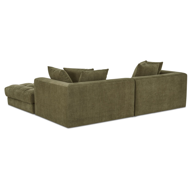 Davie Lounge Modular Sectional Olive, Green Polyester, 30.7" H x 104" W x 87" D