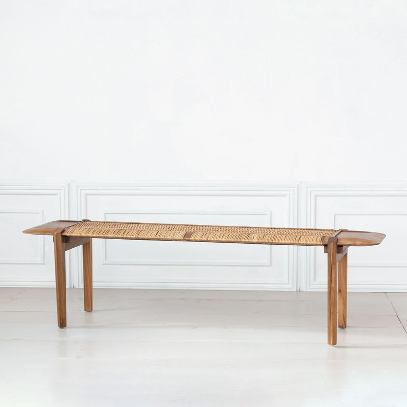 Banc long en teck et rotin