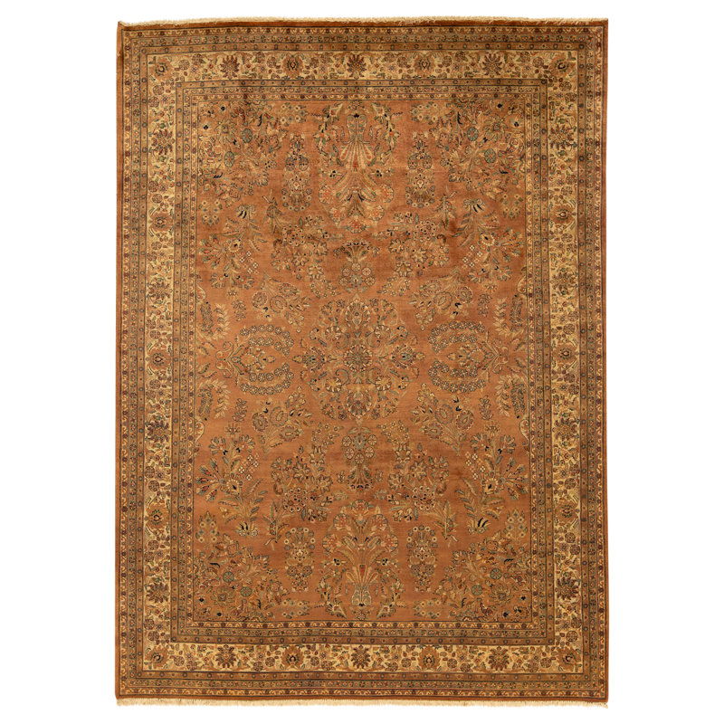 Hand Knotted Wool Area Rug in Cream