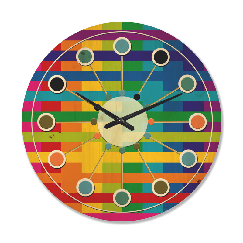 Horloge murale en bois à motif géométrique simple, Grand
