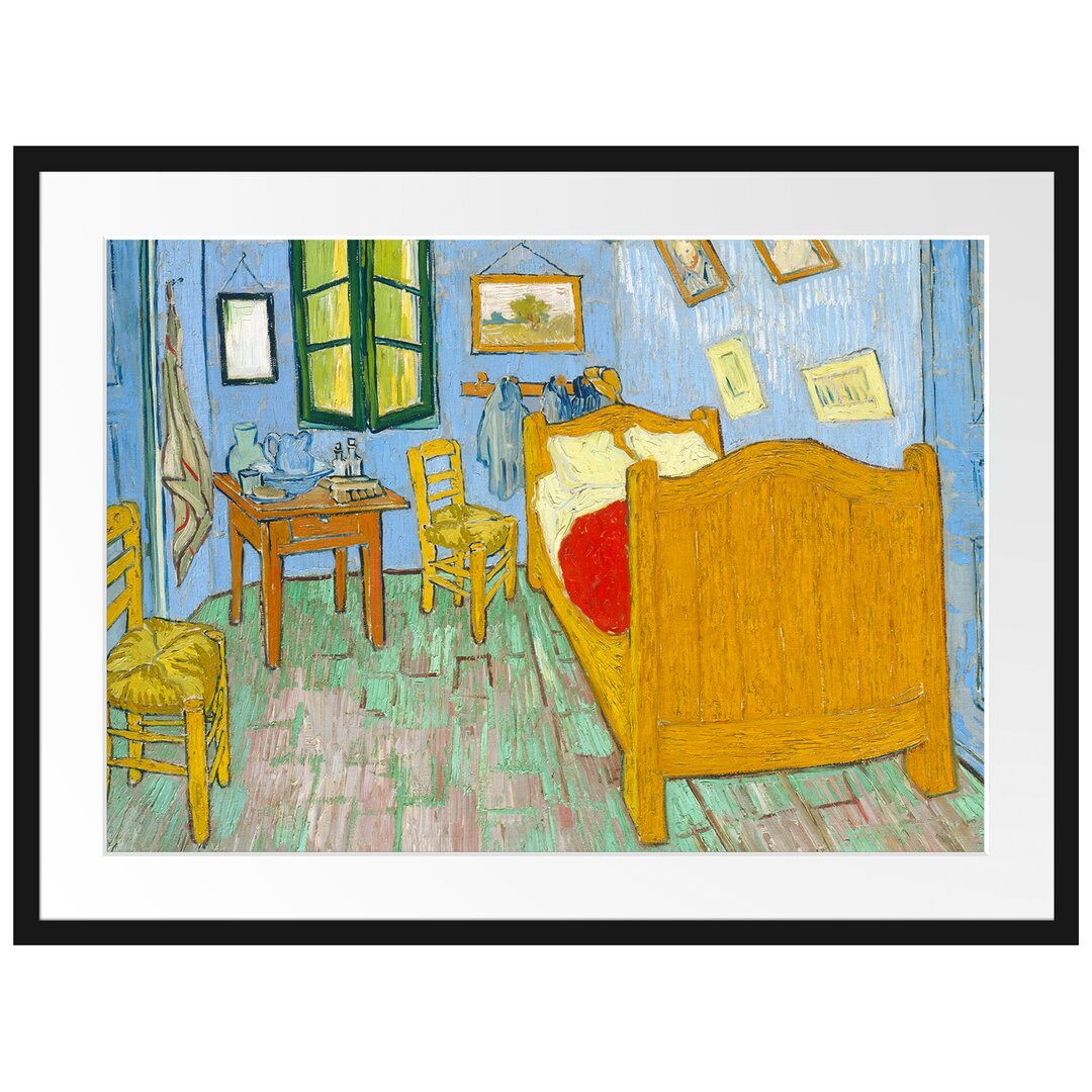 Gerahmtes Poster Das Schlafzimmer - Zweite Version von Vincent Van Gogh