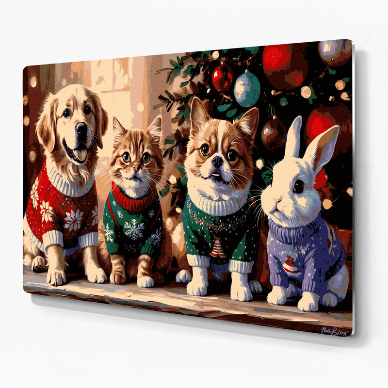 Art de Noël en métal noir avec chandails de Noël, H 144 po x l 216 po x P 0,05 po