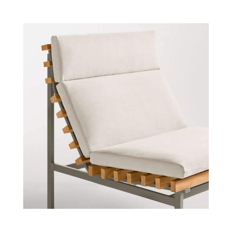 Perch Outdoor Teak Chaise Lounge, Sunbrella Linen, Charcoal