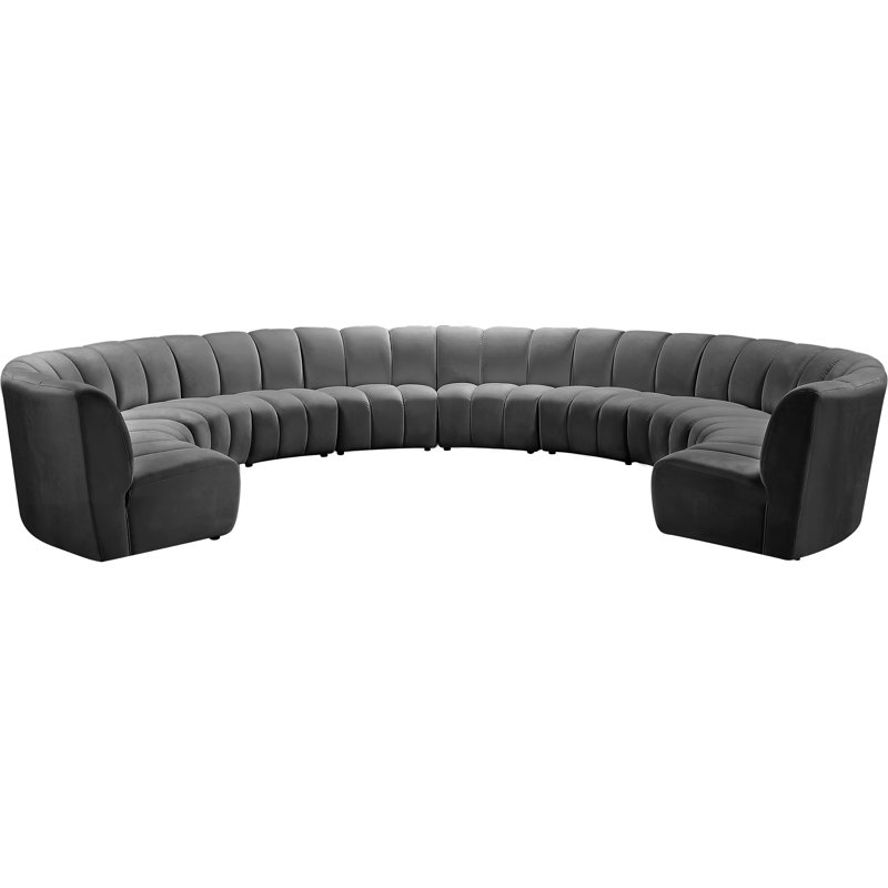 Canapé modulaire en velours Infinity, 10 pièces, Velours gris