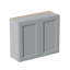 Armoire murale 36 po en bois massif gris avec portes à fermeture douce et tablettes réglables