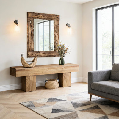 Banc d'extrémité de lit, banc d'entrée de salle à manger stable au design élégant, fabrication robuste, poids de 330 lb, L 55,11 po, P 13,7 po, aspect bois naturel, tâche d'installation simple