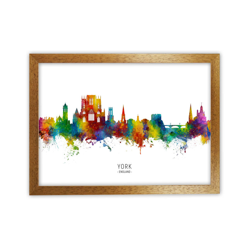 York England Skyline by Michael Tompsett - Print, Brown Framed, 64cm H x 88cm W x 3cm D