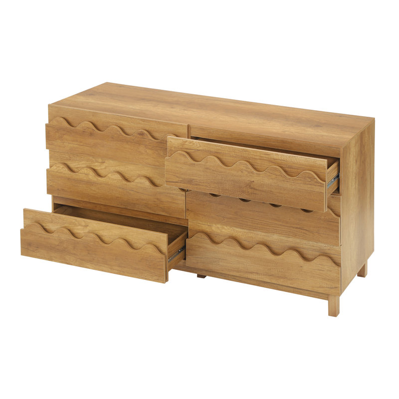 Commode 6 tiroirs 60 po, Chêne
