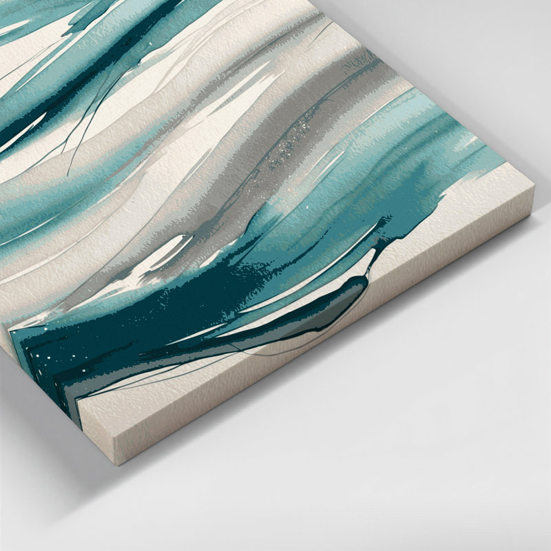 Toile horizontale rayée sarcelle gris clair et gris clair, H 16 po x l 20 po