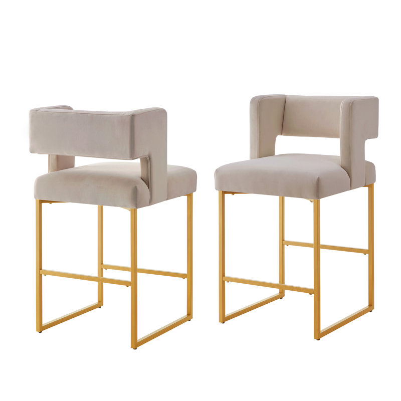 Tabourets de bar élégants en velours avec métal robuste, modernes pour la cuisine et la maison