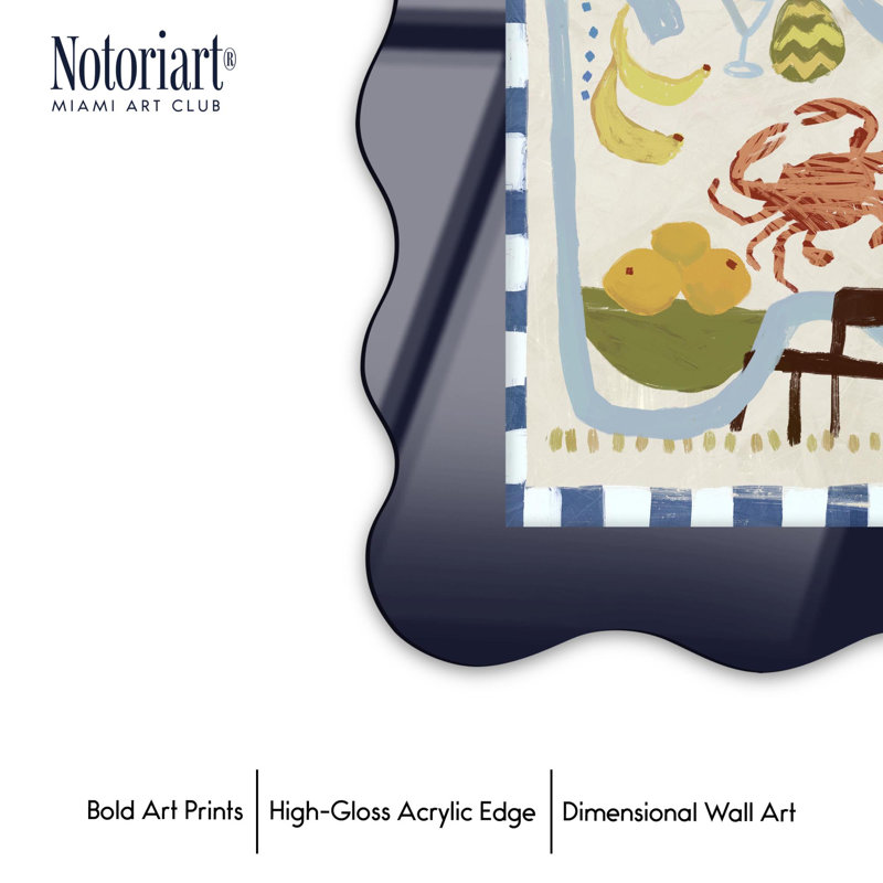 Cadre mural en acrylique Palm Spring par NOTORIART, Navy, H 18,5 po x l 13,5 po, Courbée
