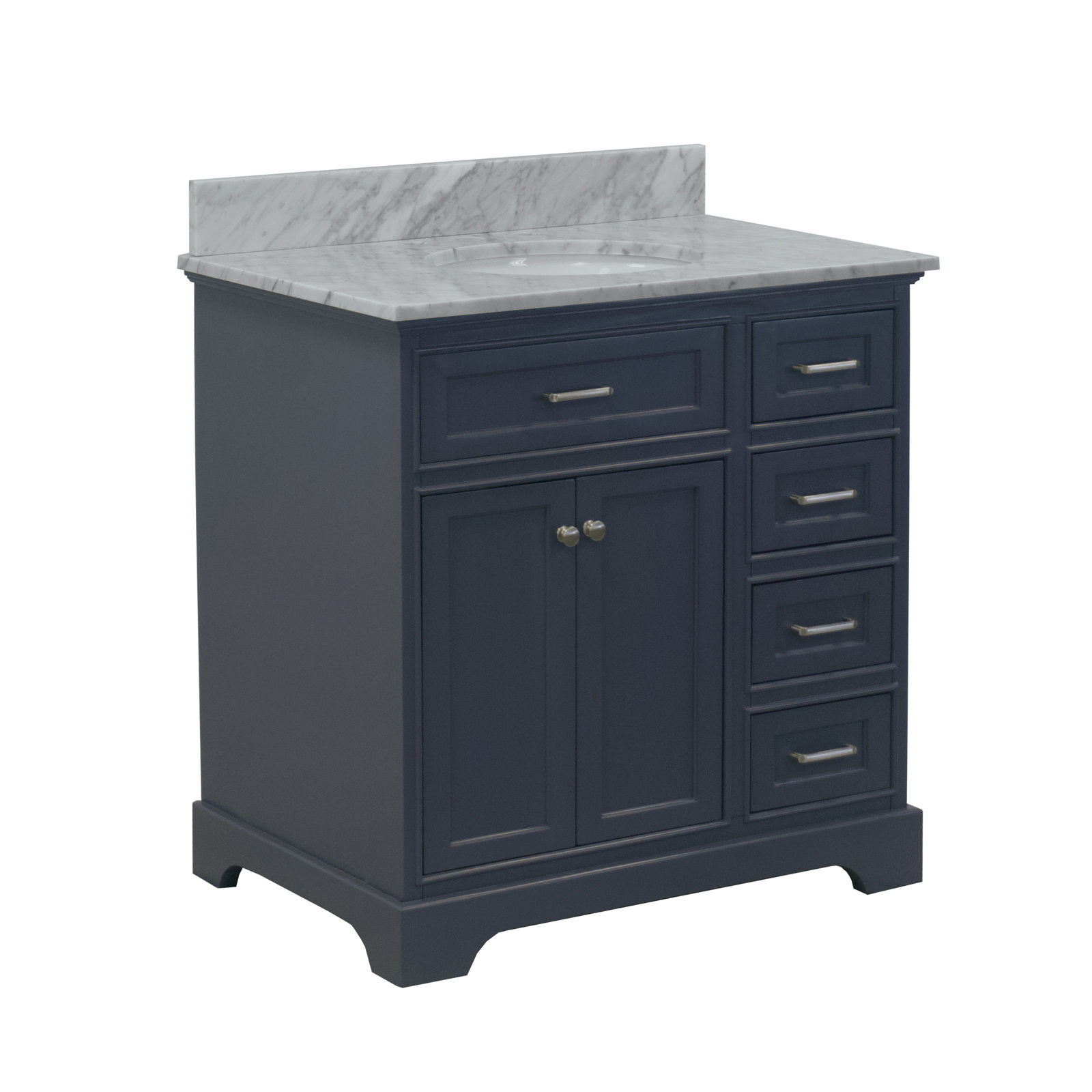 Ronnie 36'' Single Bathroom Vanity, Marine Gray, Carrara Marble