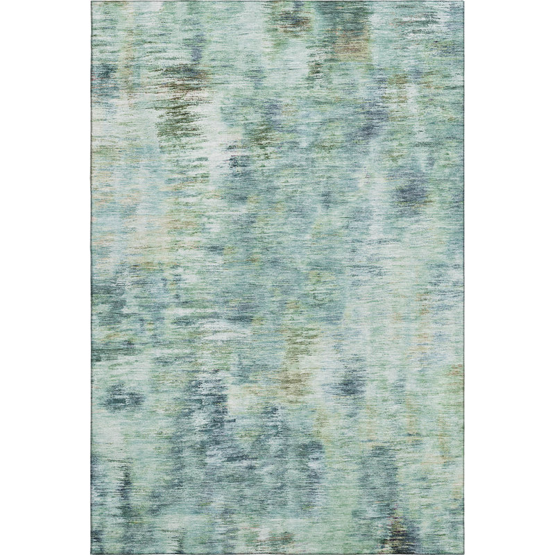 Premium Machine Washable Prisco Teal Rug, Rectangle 5' x 7'6"