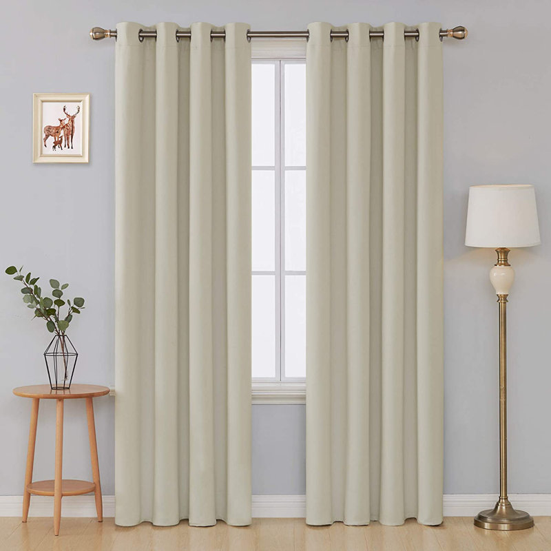 Makua Room Darkening Curtain Pair, 52" W x 96" L, Light Beige