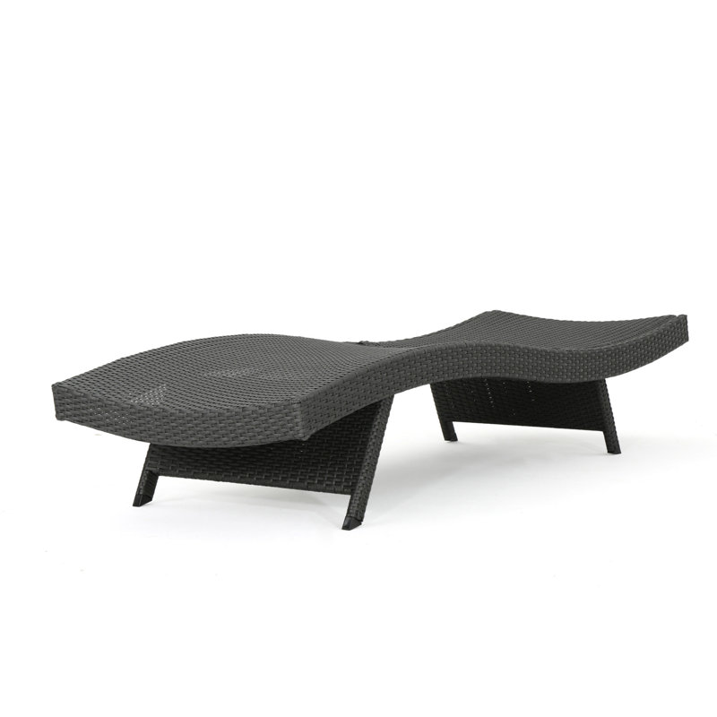 Billur Outdoor Wicker Chaise Lounge, Gray, 1
