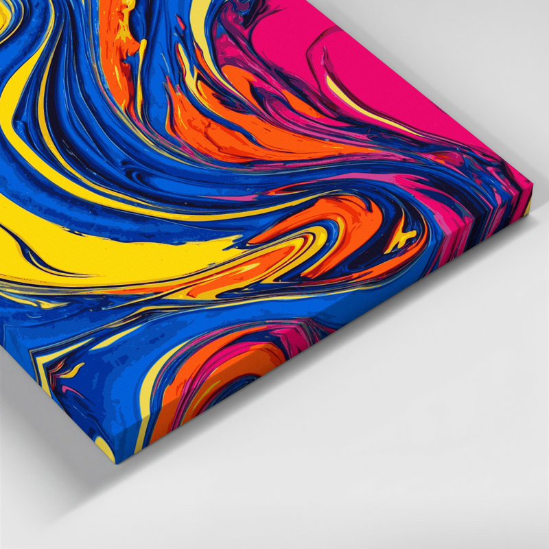 Abstrait art fluide sur toile bleue 38, H 12 po x l 12 po