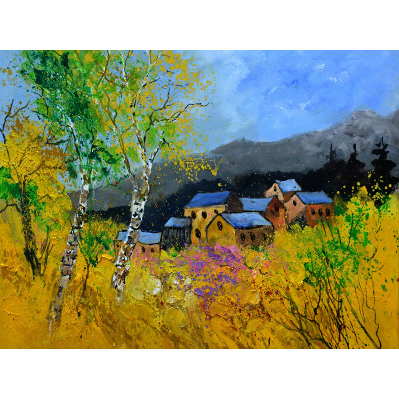 77 par Pol Ledent - Peinture, H 17,25 po x l 21,25 po, Papier avec cadre noir