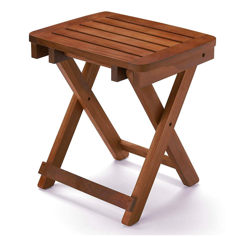 Portable Shower Bench-Bamboo Folding Shower Stool Seat Chair Fully Assembled-Hold Up To 500 LBS