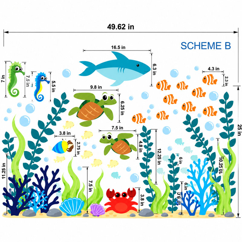 Décalcomanie murale Sous la mer et océanique, Schéma B