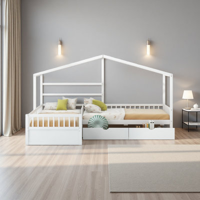 Lit plateforme simple avec trois tiroirs de rangement