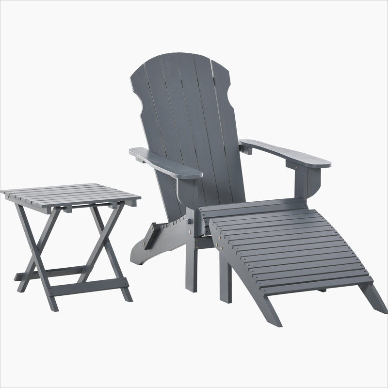 Chaise Adirondack pliante 3 pièces avec repose-pieds et table d'appoint