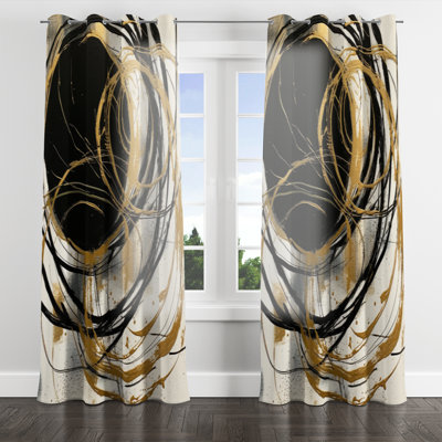 Analeigha - Abstract Velvet Grommet Curtain - 1 Panel