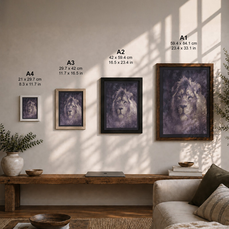 Spectral Lion Modern - Print, A2 - 59.4 x 42.0 cm, Black