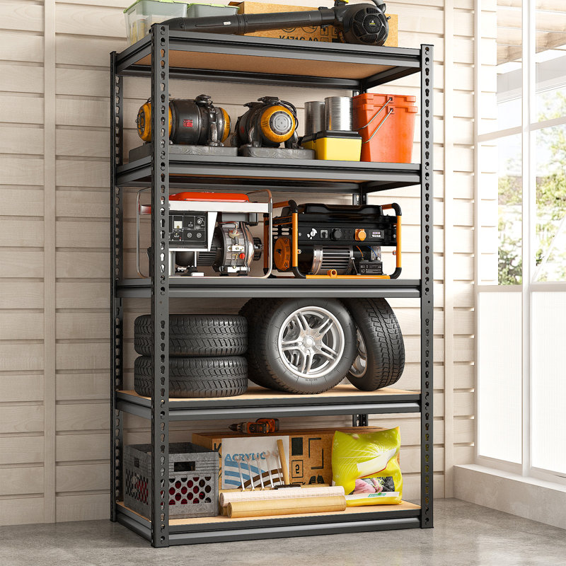 Meaghann Metal Height -Adjustable Shelving Unit, Heavy Duty Boltless Storage Shelves, 72" H x 35.5" W x 16" D