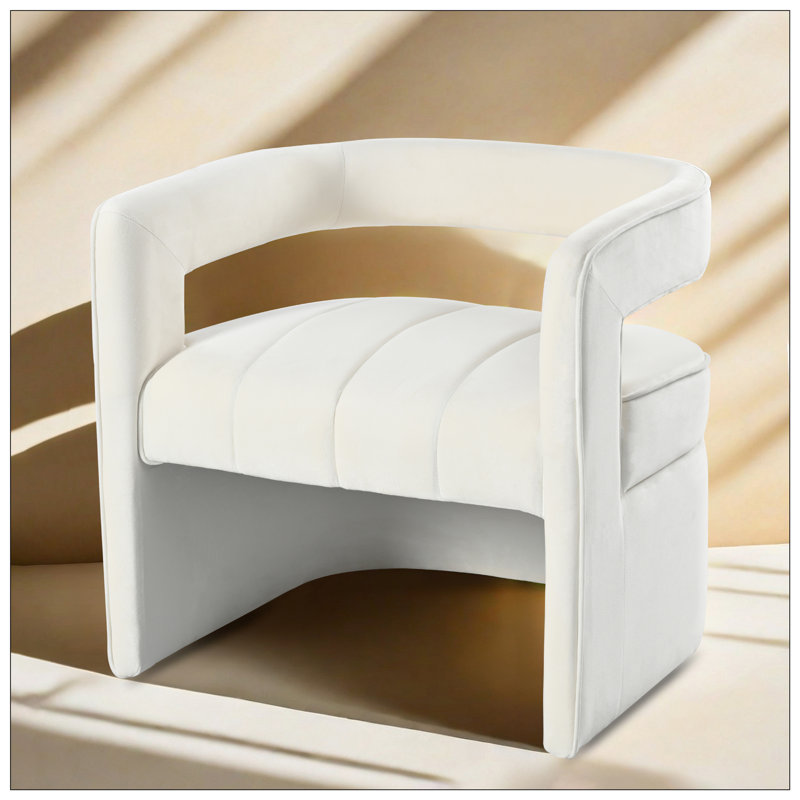 Fauteuil d'appoint Tordis, Velours blanc ivoire